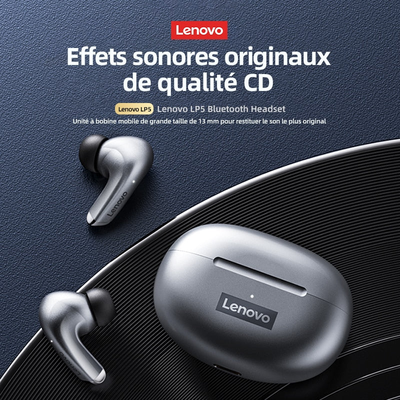 LENOVO Écouteurs Sans Fil Bluetooth LP5